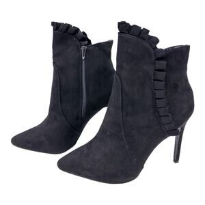 JustFab Black Latrice Lace Stiletto Heeled Ankle Boots Women's 11 Wide
